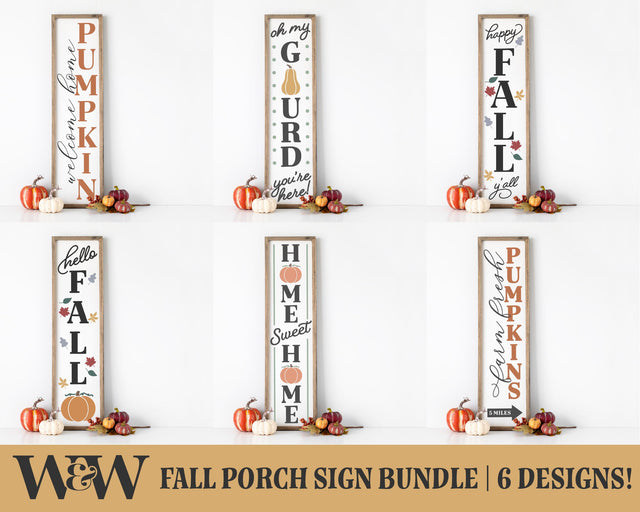 Fall Porch Sign SVG Bundle | Vertical Autumn Signs SVG SVG Wood And Walt 