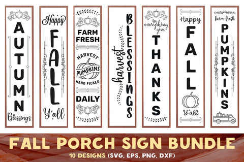 Fall Porch Vertical Sign Bundle 10 Designs SVG futivesvg 