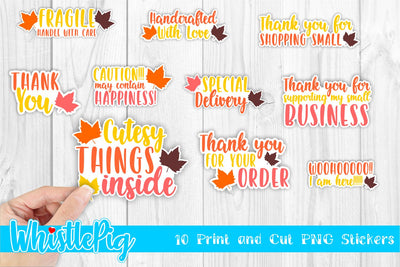Fall Printable PNG Packaging Stickers Fall Autumn Small Business Digital Stickers Fall Craft Business Printable Stickers Sublimation Whistlepig Designs 