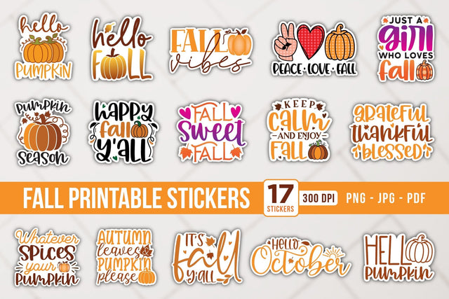 Fall Printable Stickers Bundle Sublimation CraftLabSVG 