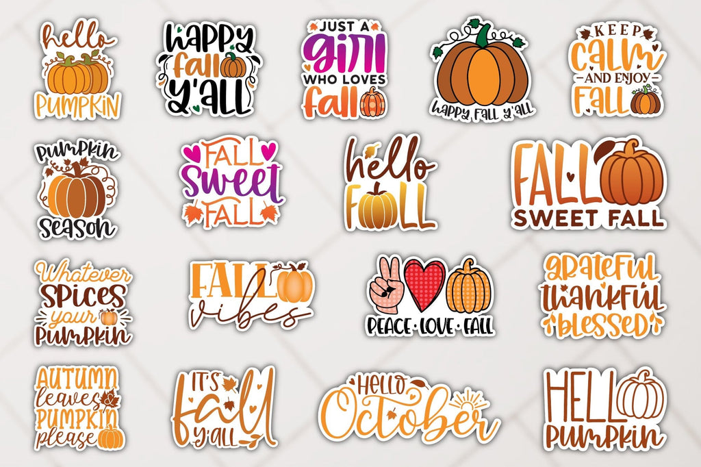 Fall Printable Stickers Bundle - So Fontsy