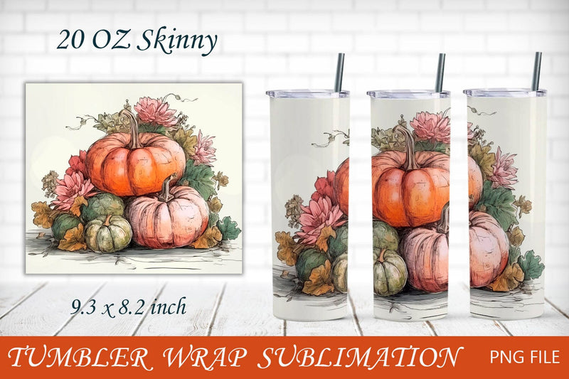 Fall pumpkin 20 oz tumbler wrap, Autumn tumbler sublimation Sublimation AnastasiyaArtDesign 