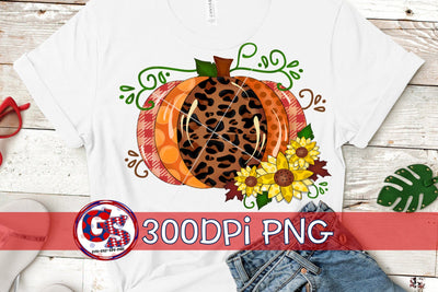 Fall Pumpkin and Sunflowers PNG for Sublimation Sublimation Greedy Stitches 