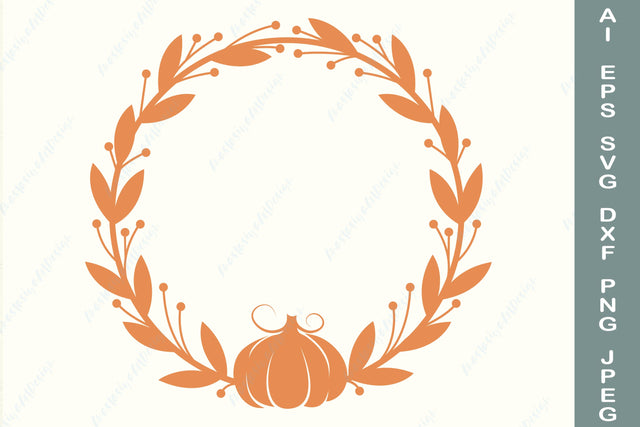 Fall pumpkin circle monogram svg, Autumn wreath svg SVG AnastasiyaArtDesign 