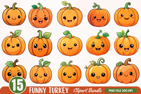 Fall Pumpkin Clipart Bundle Sublimation Regulrcrative 