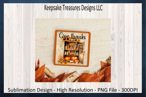 Fall Pumpkin Coasters Sublimation Design, Autumn Coaster PNG Template, Rustic Farmhouse Coaster Decor, Instant Digital Download, Home Decor Sublimation Keepsake Treasures Designs LLC. 
