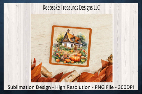 Fall Pumpkin Coasters Sublimation Design, Autumn Coaster PNG Template, Rustic Farmhouse Coaster Decor, Instant Digital Download, Home Decor Sublimation Keepsake Treasures Designs LLC. 