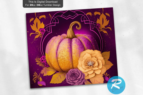 Fall Pumpkin flower 20 oz / 30 oz Tumbler PNG Sublimation Regulrcrative 