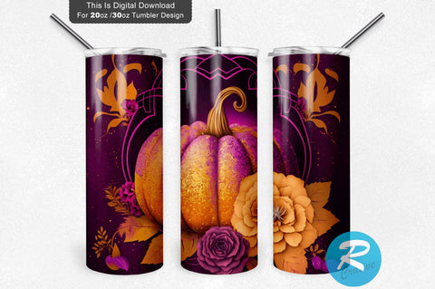 Fall Pumpkin flower 20 oz / 30 oz Tumbler PNG Sublimation Regulrcrative 