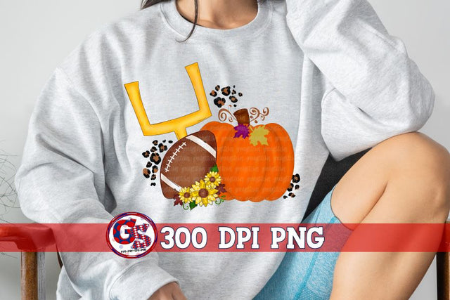 Fall Pumpkin Football PNG For Sublimation Sublimation Greedy Stitches 