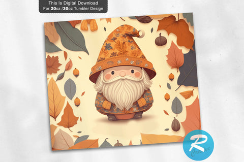 Fall Pumpkin Gnome 20 oz / 30 oz Tumbler PNG Sublimation Regulrcrative 