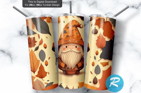 Fall Pumpkin Gnome 20 oz / 30 oz Tumbler PNG Sublimation Regulrcrative 
