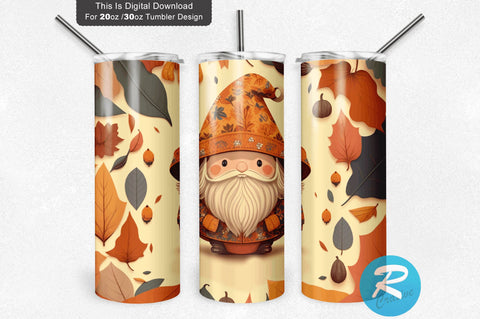 Fall Pumpkin Gnome 20 oz / 30 oz Tumbler PNG Sublimation Regulrcrative 