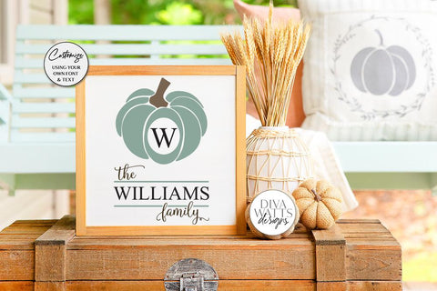 Fall Pumpkin Monogram SVG | Autumn Sign Design SVG Diva Watts Designs 