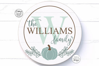 Fall Pumpkin Monogram Wreath SVG | Farmhouse Round Sign Design SVG Diva Watts Designs 