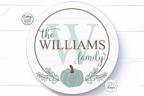 Fall Pumpkin Monogram Wreath SVG | Farmhouse Round Sign Design SVG Diva Watts Designs 