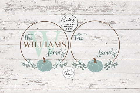 Fall Pumpkin Monogram Wreath SVG | Farmhouse Round Sign Design SVG Diva Watts Designs 