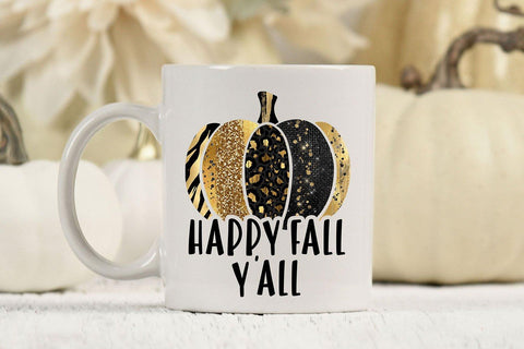 Fall Pumpkin PNG | Black and Gold Pumpkin Sublimation Design Sublimation B Renee Design 