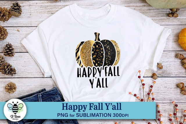 Fall Pumpkin PNG | Black and Gold Pumpkin Sublimation Design Sublimation B Renee Design 
