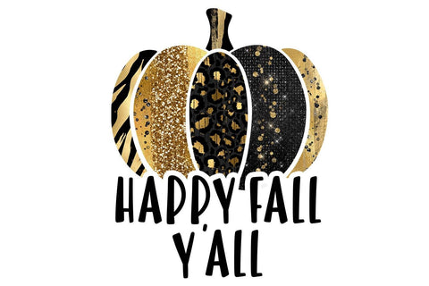 Fall Pumpkin PNG | Black and Gold Pumpkin Sublimation Design Sublimation B Renee Design 