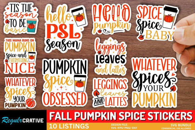 Fall Pumpkin Spice Sticker Bundle SVG Regulrcrative 