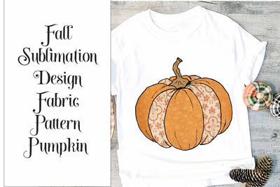 Fall Pumpkin Sublimation Design - Orange Fabric Pattern Sublimation Digital Honeybee 