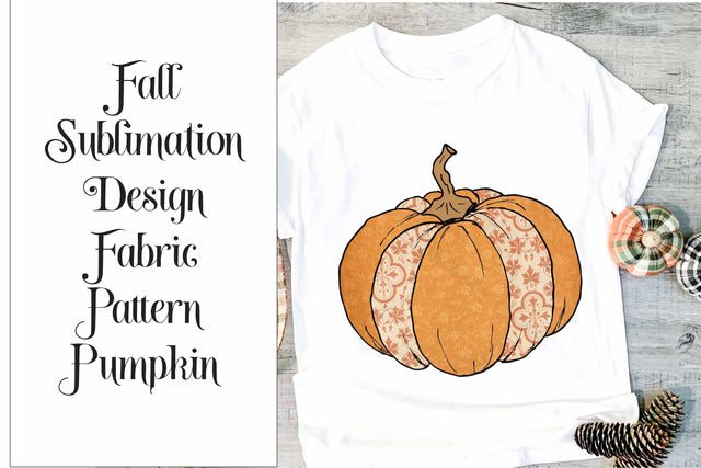 Fall Pumpkin Sublimation Design - Orange Fabric Pattern Sublimation Digital Honeybee 