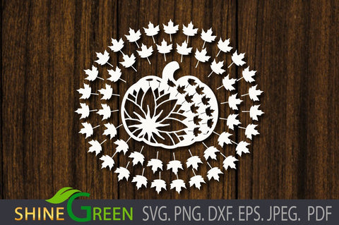 Fall Pumpkin Sunflower Mandala SVG PNG EPS DXF SVG Shine Green Art 