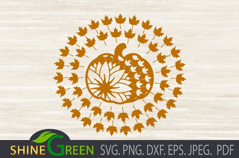 Fall Pumpkin Sunflower Mandala SVG PNG EPS DXF SVG Shine Green Art 