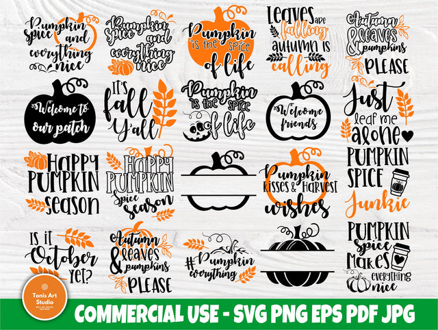Fall pumpkin SVG | Fall svg | Bundle cut files | Pumpkin quotes svg | Cut file for cricut and cameo silhouette | Autumn svg | Pampkins svg SVG TonisArtStudio 