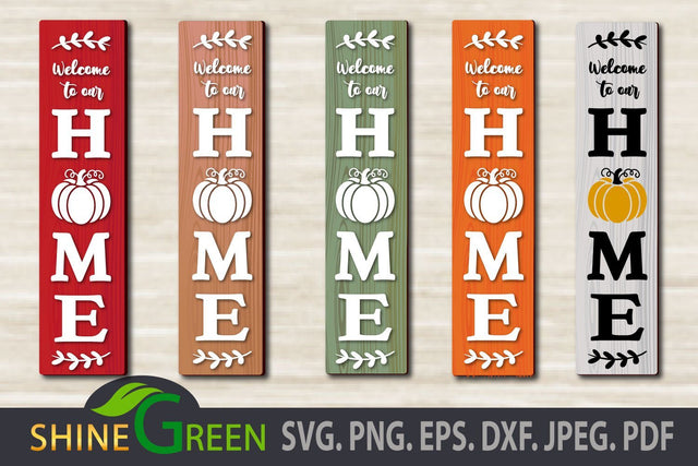 Fall Pumpkin SVG Welcome To Our Home Porch Sign Cut File SVG Shine Green Art 
