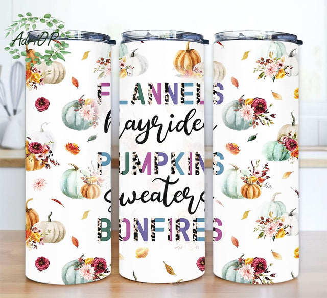 Fall Pumpkin Tumbler Wrap, Flannels Pumpkins Bonfire, Tumbler Sublimation, 20 oz Tumbler Wrap, Autumn Pumpkin pattern, Seamless Sublimation Sublimation AdriOP 