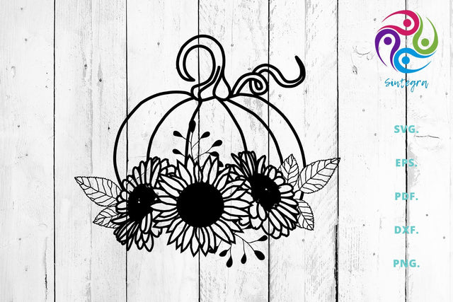 Fall Pumpkin With Sun Flower Svg Cut File SVG Sintegra 