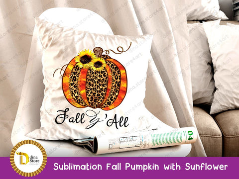 Fall Pumpkin with Sunflowers Sublimation Dina.store4art 