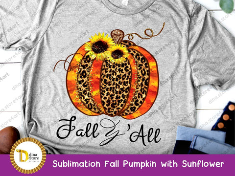 Fall Pumpkin with Sunflowers Sublimation Dina.store4art 