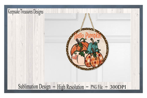 Fall Pumpkin Wreath Attachment Template, Hand Drawn Hello Pumpkin, Sublimation PNG, Digital Download, PNG Printable Sublimation Keepsake Treasures Designs LLC. 