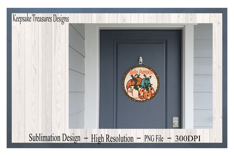 Fall Pumpkin Wreath Attachment Template, Hand Drawn Hello Pumpkin, Sublimation PNG, Digital Download, PNG Printable Sublimation Keepsake Treasures Designs LLC. 