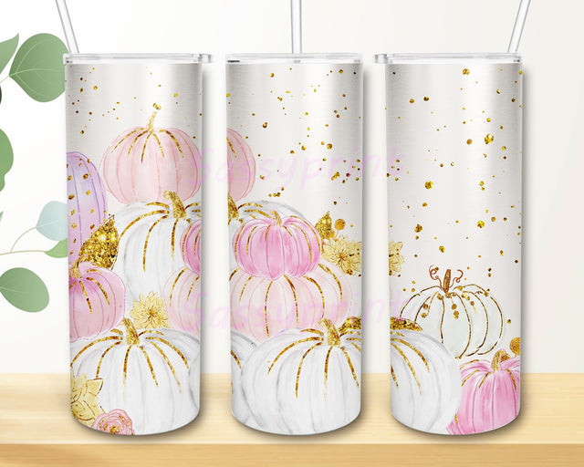 Fall Pumpkins Gold Glitter Tumbler PNG, 20 oz Skinny Tumbler Seamless Pumpkin Gold Glitter Wrap, Thanksgiving Tumbler Wrap, Fall Pumpkins Sublimation Straight & Tapered Tumbler PNG Sublimation sassyprint 