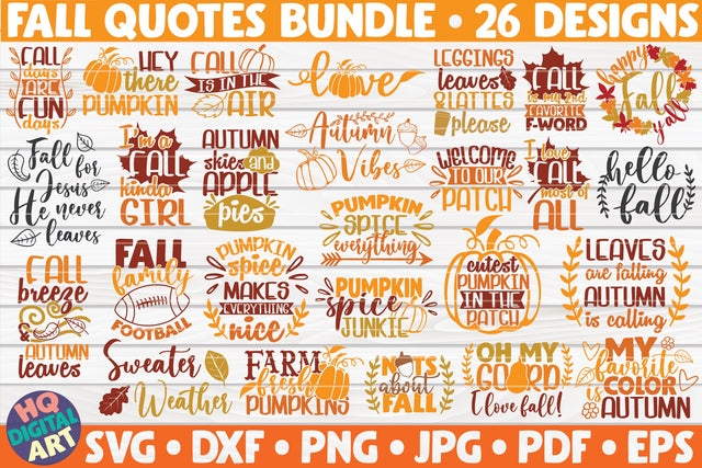 Fall Quotes SVG Bundle | 26 designs SVG HQDigitalArt 