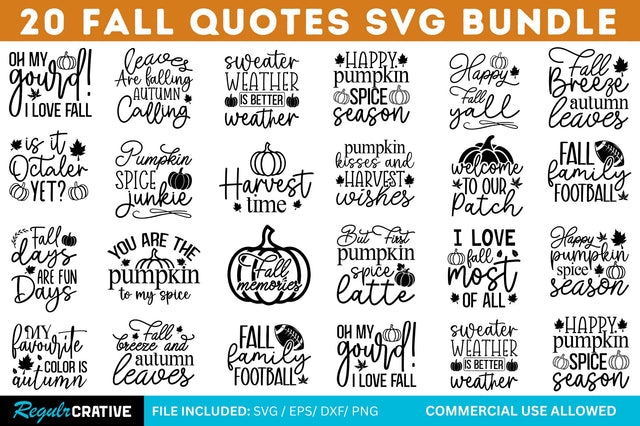 Fall Quotes SVG Bundle SVG Regulrcrative 