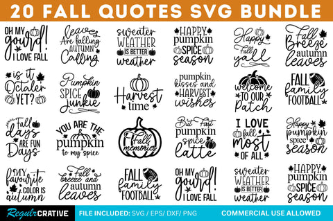 Fall Quotes SVG Bundle SVG Regulrcrative 