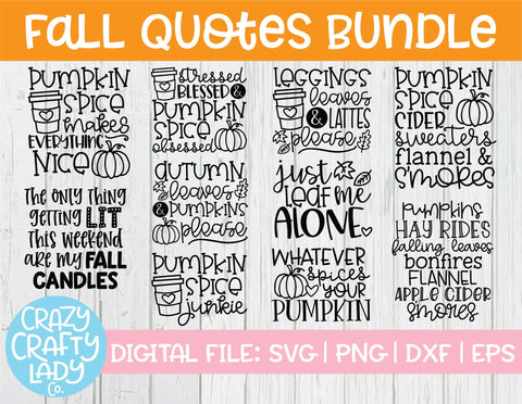 Fall Quotes SVG Cut File Bundle SVG Crazy Crafty Lady Co. 