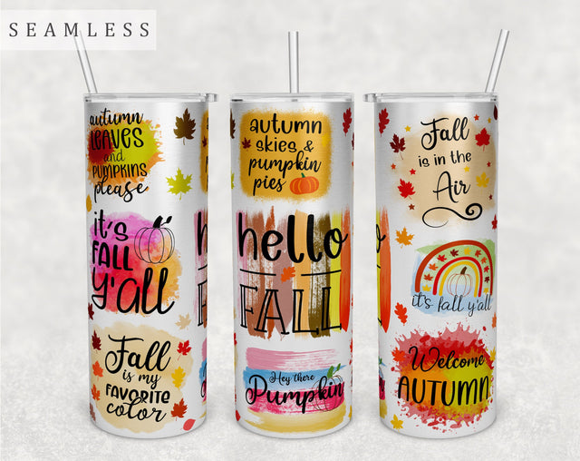 Fall Quotes Tumbler Wrap, 20oz Skinny Tumbler Sublimation Design, Autumn Vibes Tumbler PNG Sublimation HappyDesignStudio 