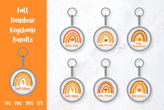Fall rainbow keychain bundle SVG. Autumn keychain SVG LaBelezoka 