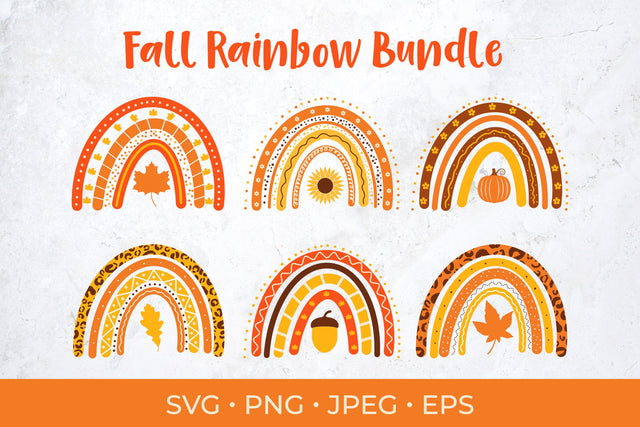 Fall rainbow SVG bundle. Cute autumn clipart SVG LaBelezoka 