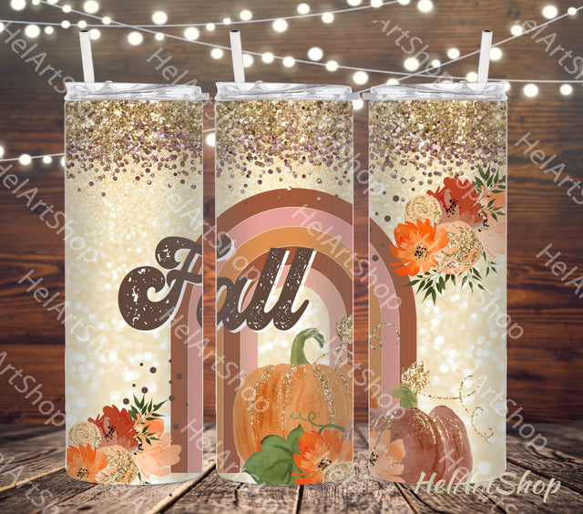 Fall Rainbow Tumbler PNG | Pumpkin SKINNY TUMBLER 20oz Png Sublimation _HelArtShop_ 