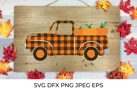 Fall retro truck with pumpkins. Farm pickup. Old Truck SVG SVG LaBelezoka 