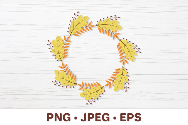 Fall round frame. Autumn leaves wreath sublimation design Sublimation LaBelezoka 