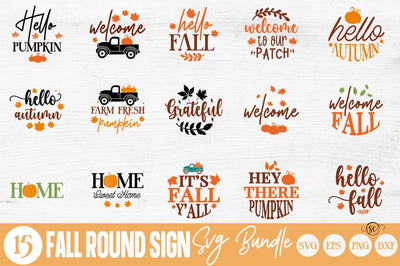 Fall Round Porch Signs SVG Bundle Autumn Sign Design Cut Files SVG Svgcraft 