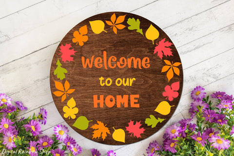 Fall round sign svg bundle, autumn rounds, welcome door sign SVG Digital Rainbow Shop 